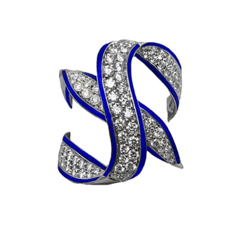 Fine Jewelry - Blue Enamel and Diamond ‘Ribbon’ Ring