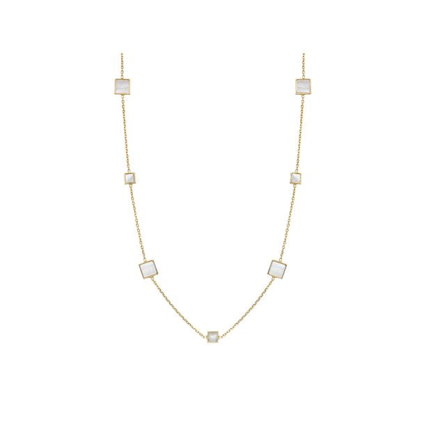Honora Square Natural Mother-of-Pearl Station Necklace in 14kt Gold, 18"